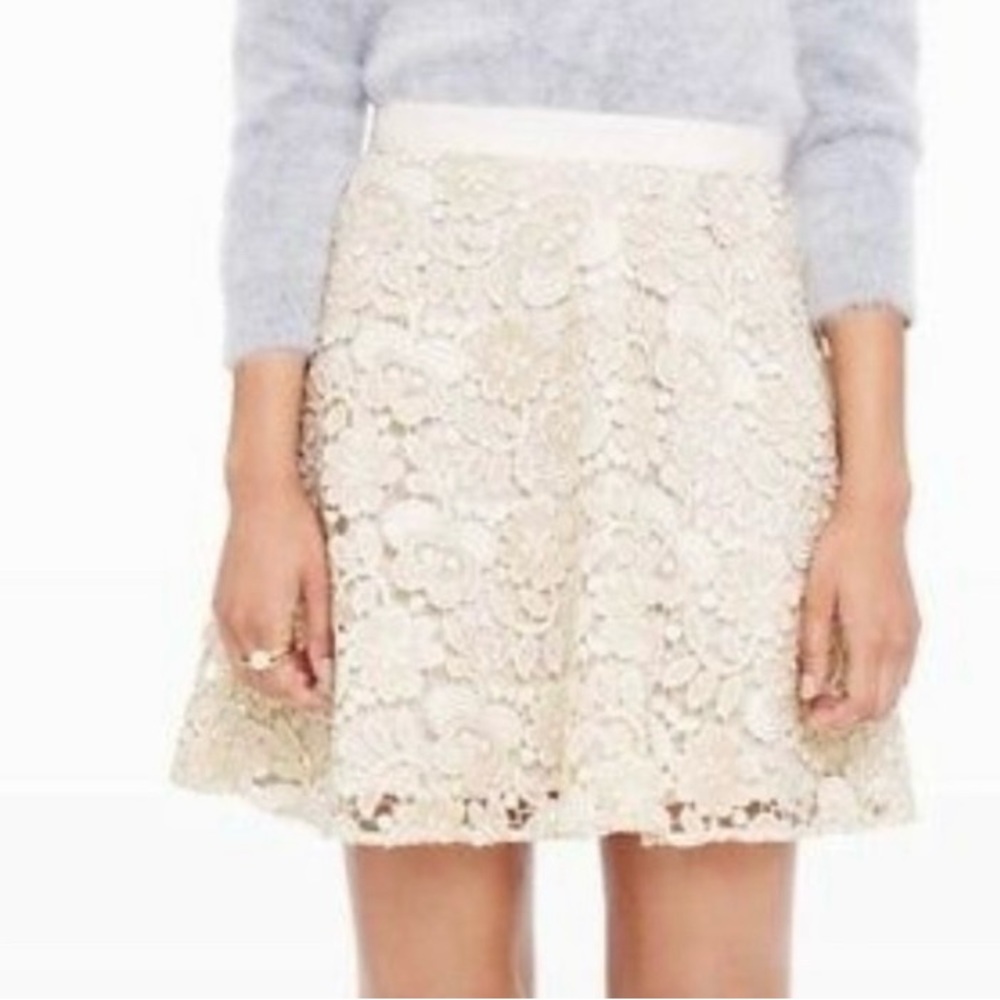 Club Monaco gold & cream lace skirt